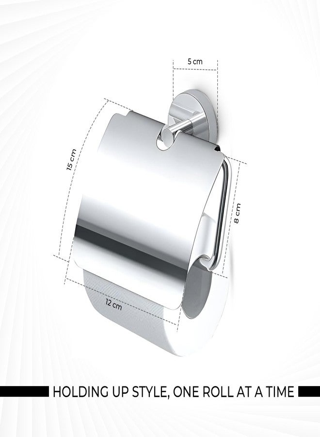 iBELL Toilet Paper Roll Holder for Bathroom | Stainless Steel Toilet Tissue Holder | Wall-Mounted Toilet Roll Stand | Bathroom Accessories - Chrome - Image 5